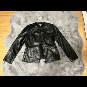 Black synthetic leather jacket